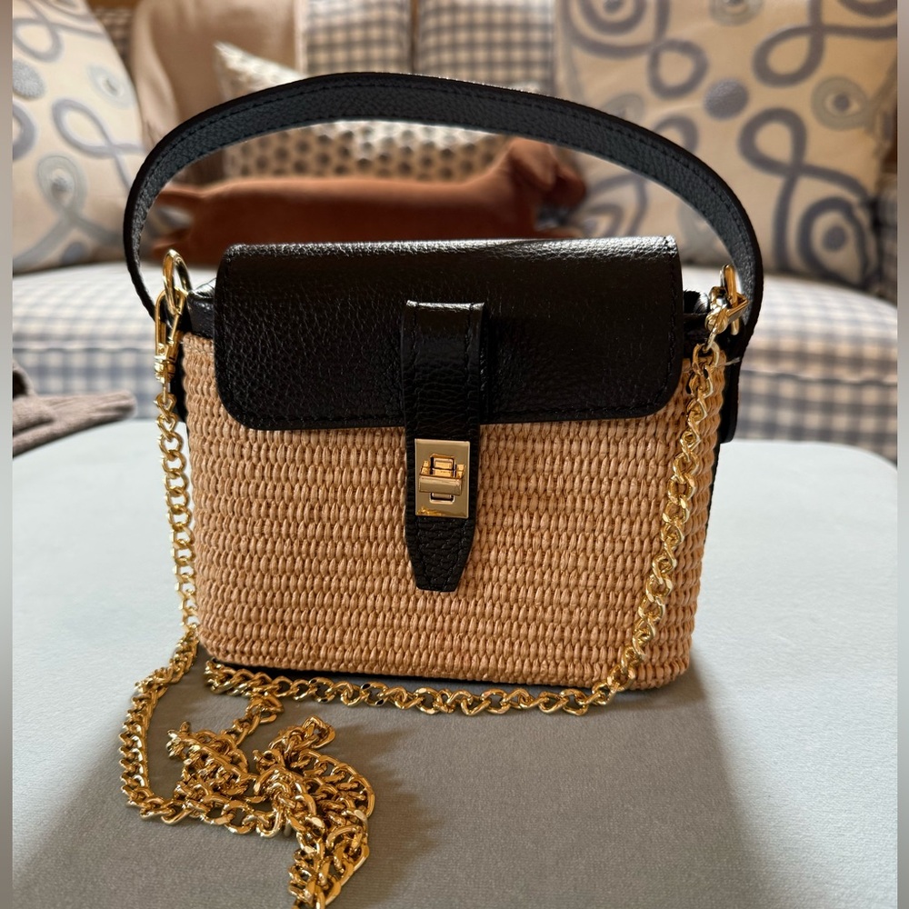 New Black and Tan Woven Handbag